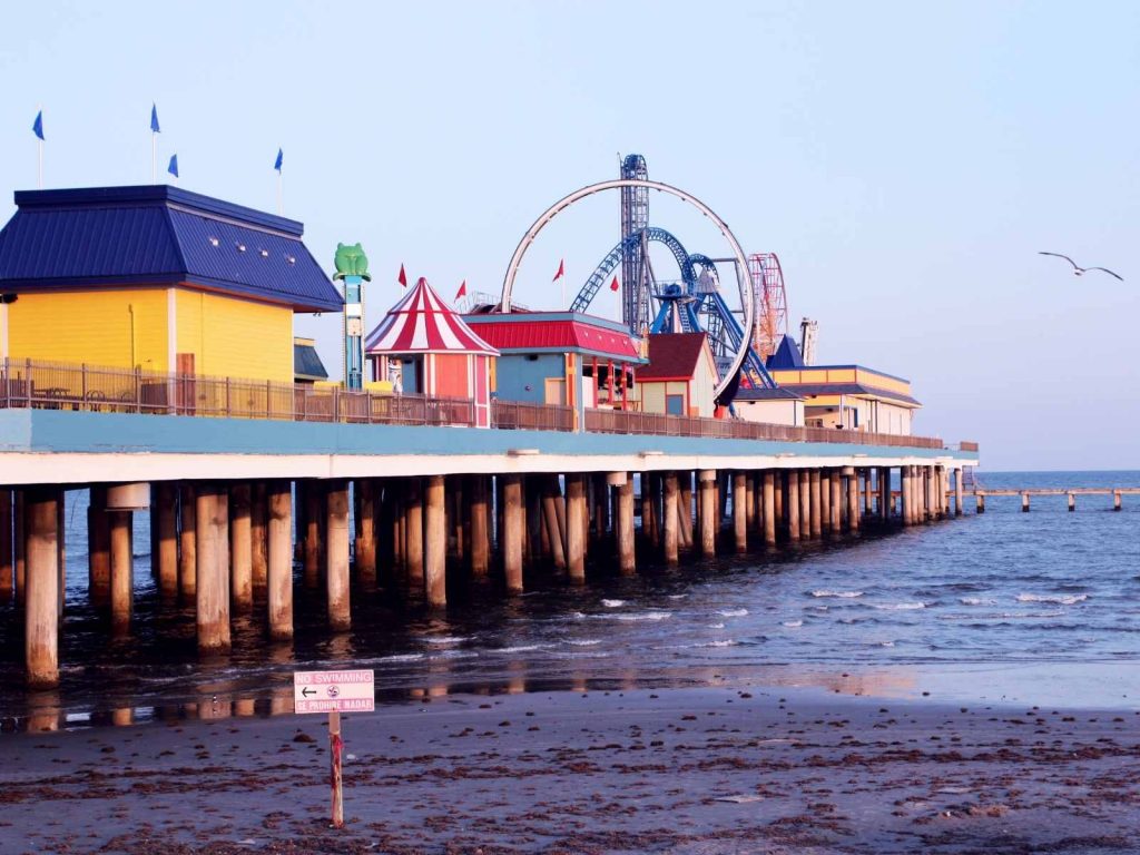 Galveston Pleasure Pier over the ocean