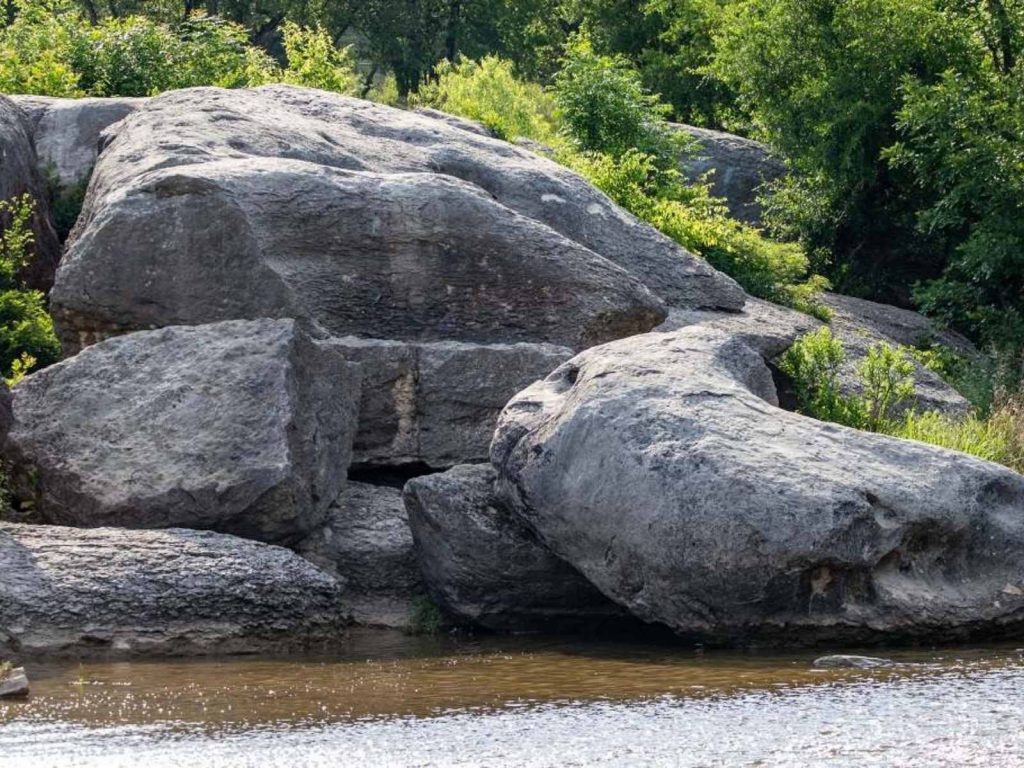 Big Rocks by river in Big Rocks Park in Glen Rose