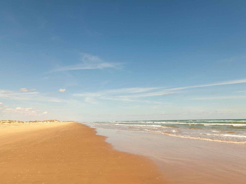 stretch of beach and ocean