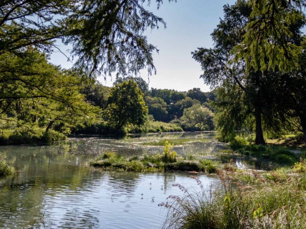 river and trees in Wimberley-one of the Texas weekend getaways