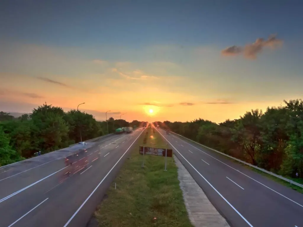 roads and sunset in Texas