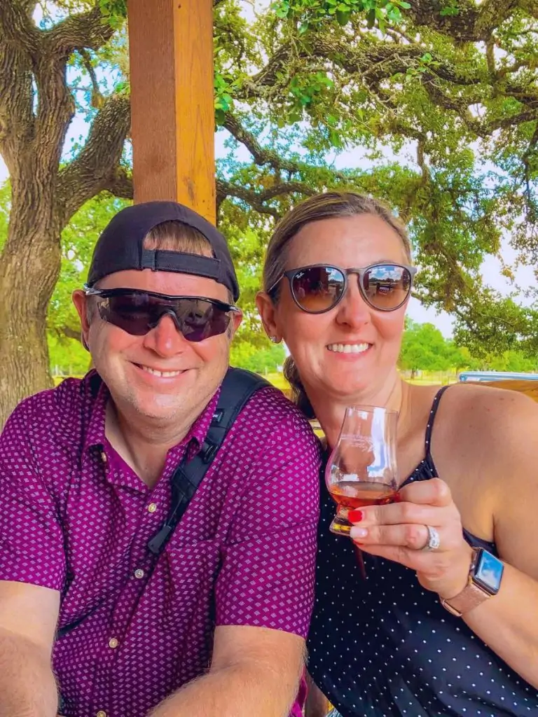 Marty and Michelle sampling whiskey at Garrison Brothers bourbon distillery