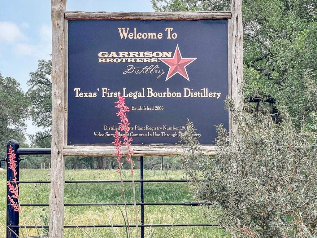 Sign designating Garrison Brothers as the first legal whiskey distillery in Texas