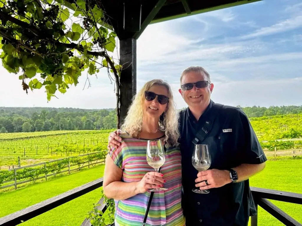 Marty and Michelle at vineyard in East Texas-Enoch's Stomp